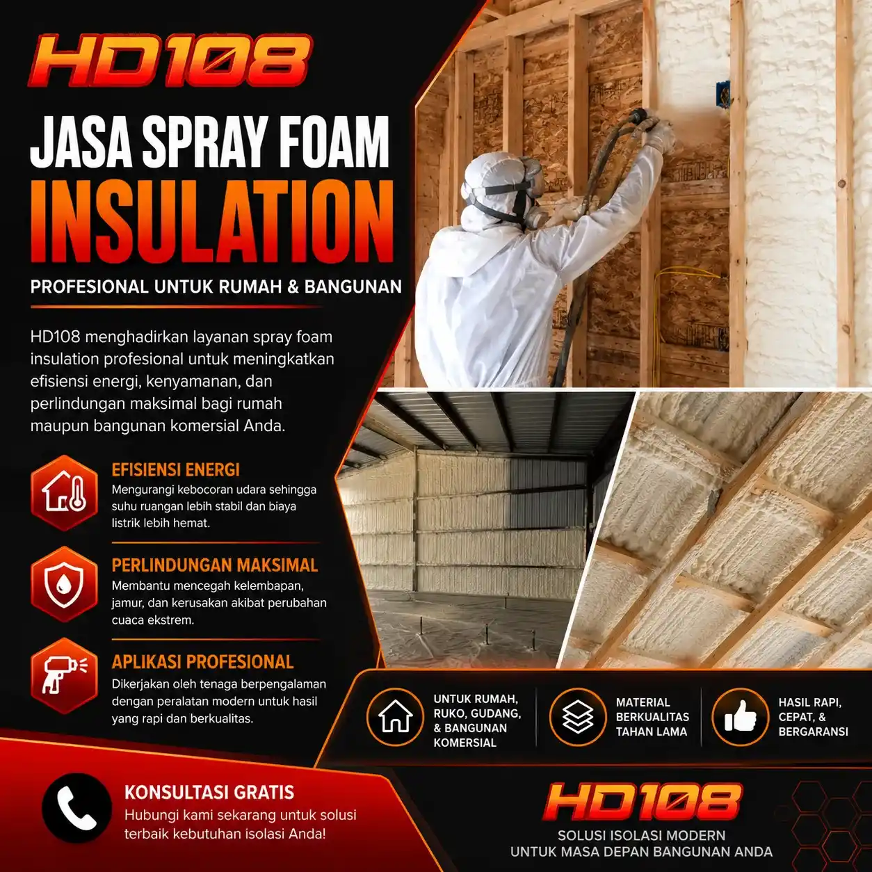 HD108 | Jasa Spray Foam Insulation Profesional untuk Rumah & Bangunan