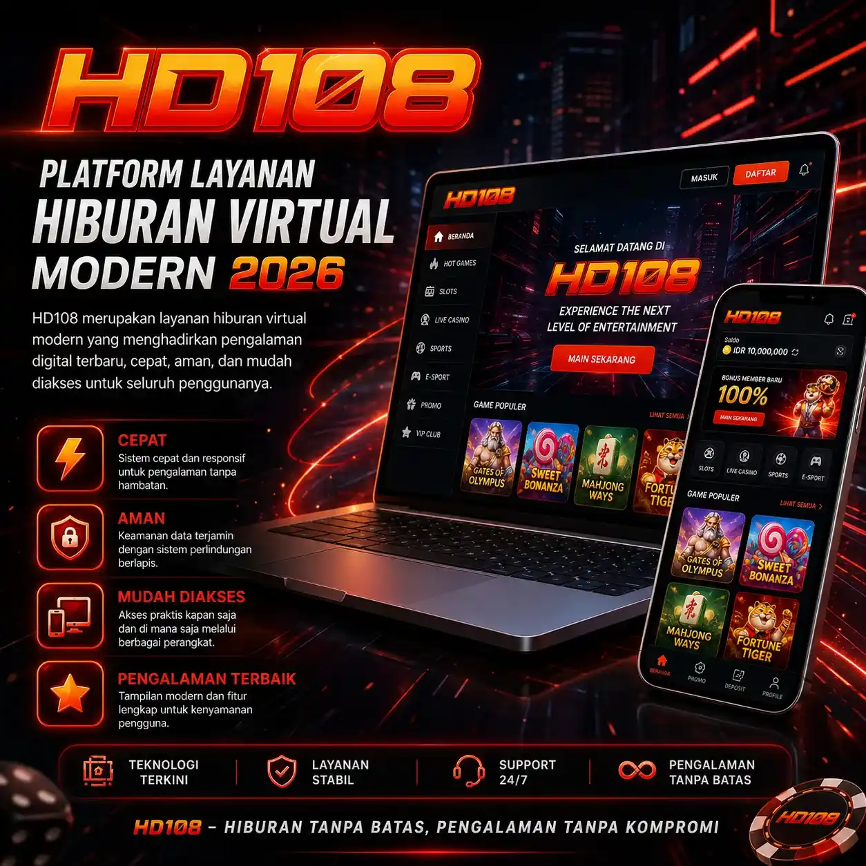 HD108 | Platform Layanan Hiburan Virtual Modern 2026 - WooCommerce eCommerce